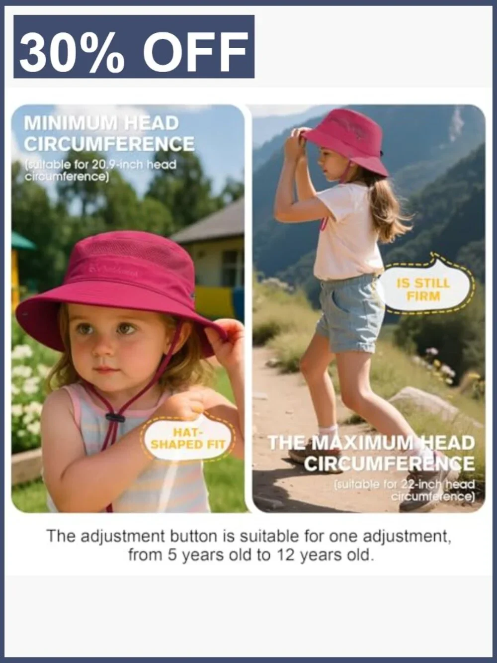 Kids UPF 50+ Bucket Hat Quick Dry Adjustable Chinstrap Sun Hat for Boys Girls